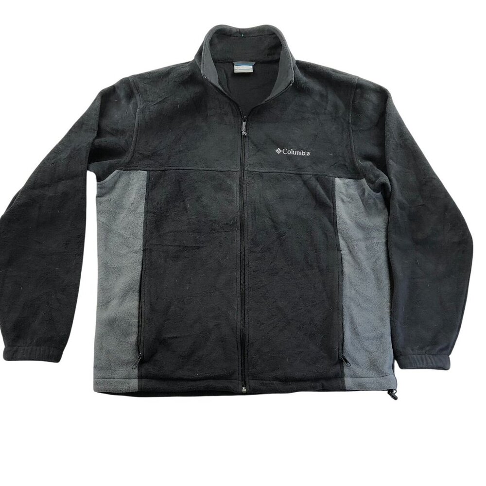 Columbia Men Fleece Jacket Large Full Zip Outdoors Performance Gray Stand Collar